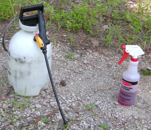Hand sprayers used for stump treatment or hack and squirt method